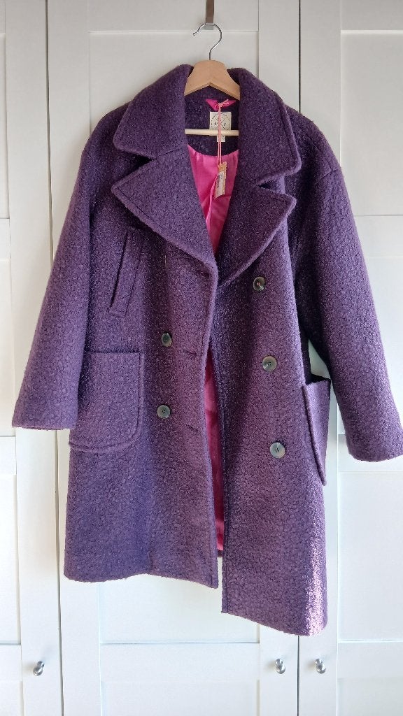 White Stuff 'ava Boucle coat' UK14/EU42, Kleding | Dames, Ophalen, White Stuff, Paars, Maat 42/44 (L)