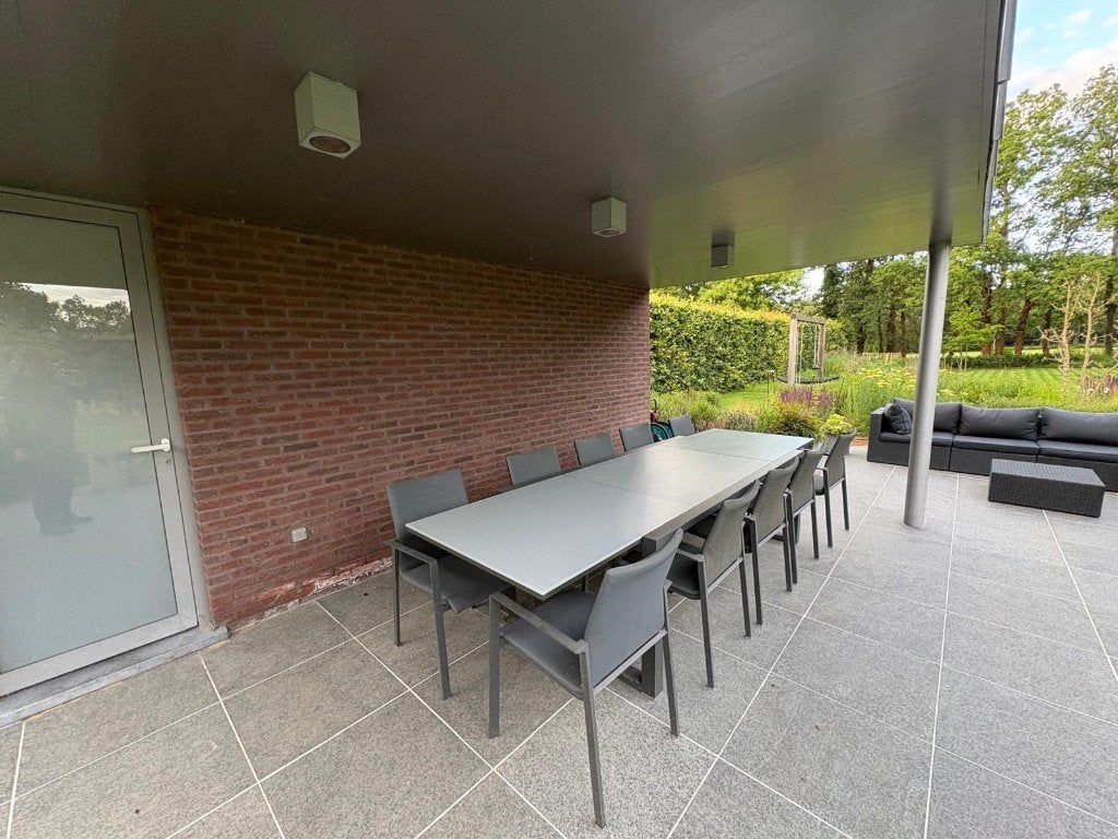 Grote uitschuifbare tuinset 6-10 personen, Tuin en Terras, Ophalen, Overige materialen, Gebruikt, Rechthoekig
