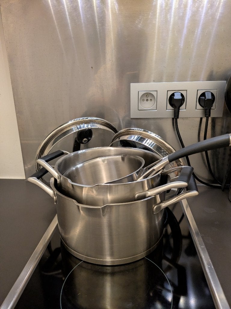 3 Casseroles (14cm, 18cm, 20cm), Avec couvercle, Inox, Comme neuf, Enlèvement