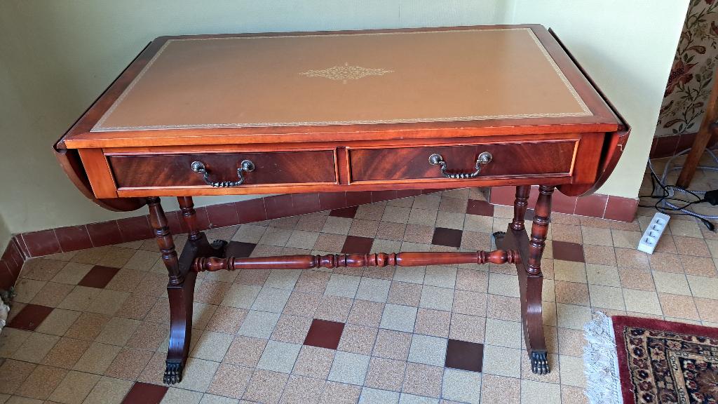 Bureau chic extensible à 2 tiroirs, 112 cm, Vintage, Utilisé, Avec tiroirs