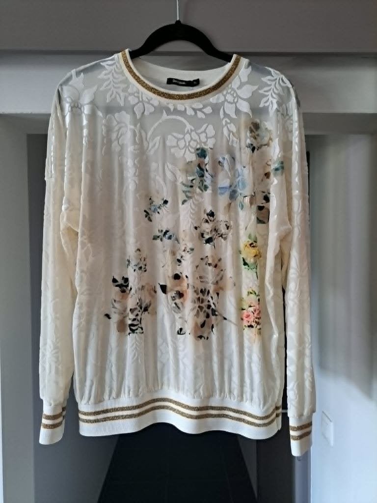 Desigual, dunne sweater met print, XL, Kleding | Dames, Meerkleurig, Maat 46/48 (XL) of groter, Ophalen of Verzenden, Zo goed als nieuw