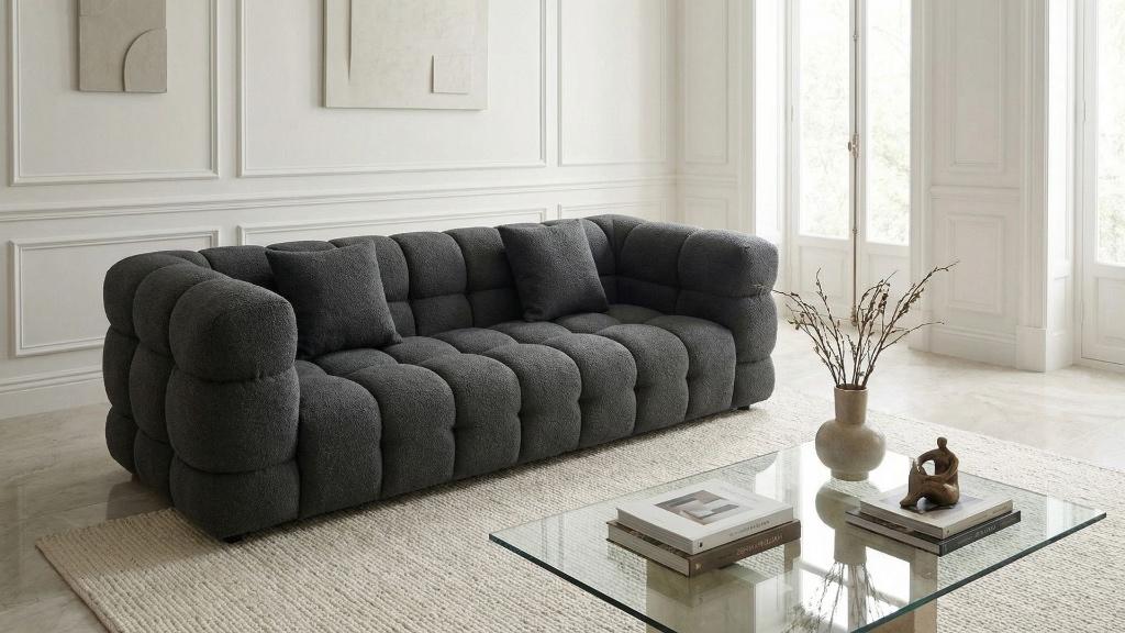 Neuf  -13% Promotion Sublime Canapé Élégance Gris Anthracite, 100 à 125 cm, Luxe, Haut de gamme, Enlèvement ou Envoi, 200 à 250 cm