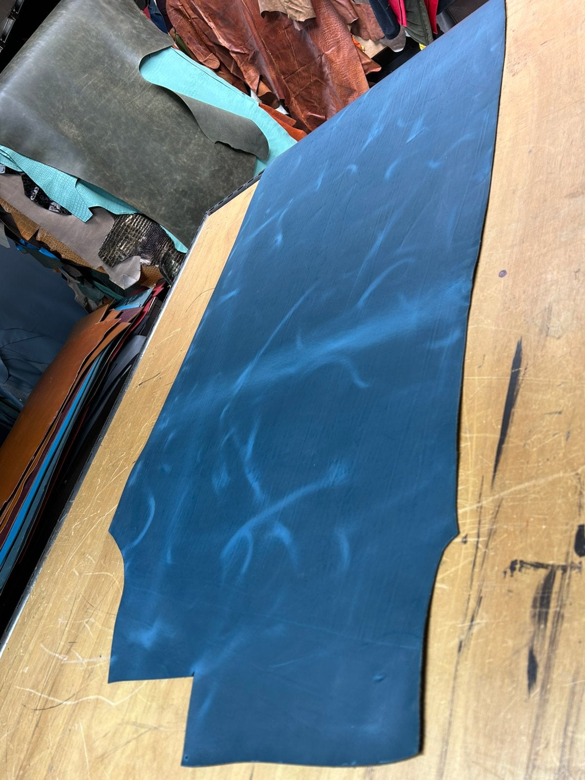 Blauwgroen cryzz tuigleer 2 mm dikte half soepel nr9, Ophalen of Verzenden, Zo goed als nieuw, Blauw