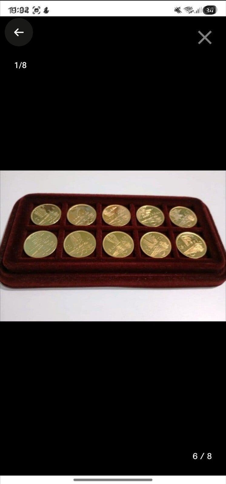 unieke& complete collectie van 10 Olympische Spelen 22K Gold, Postzegels en Munten, Verzenden, Overige materialen