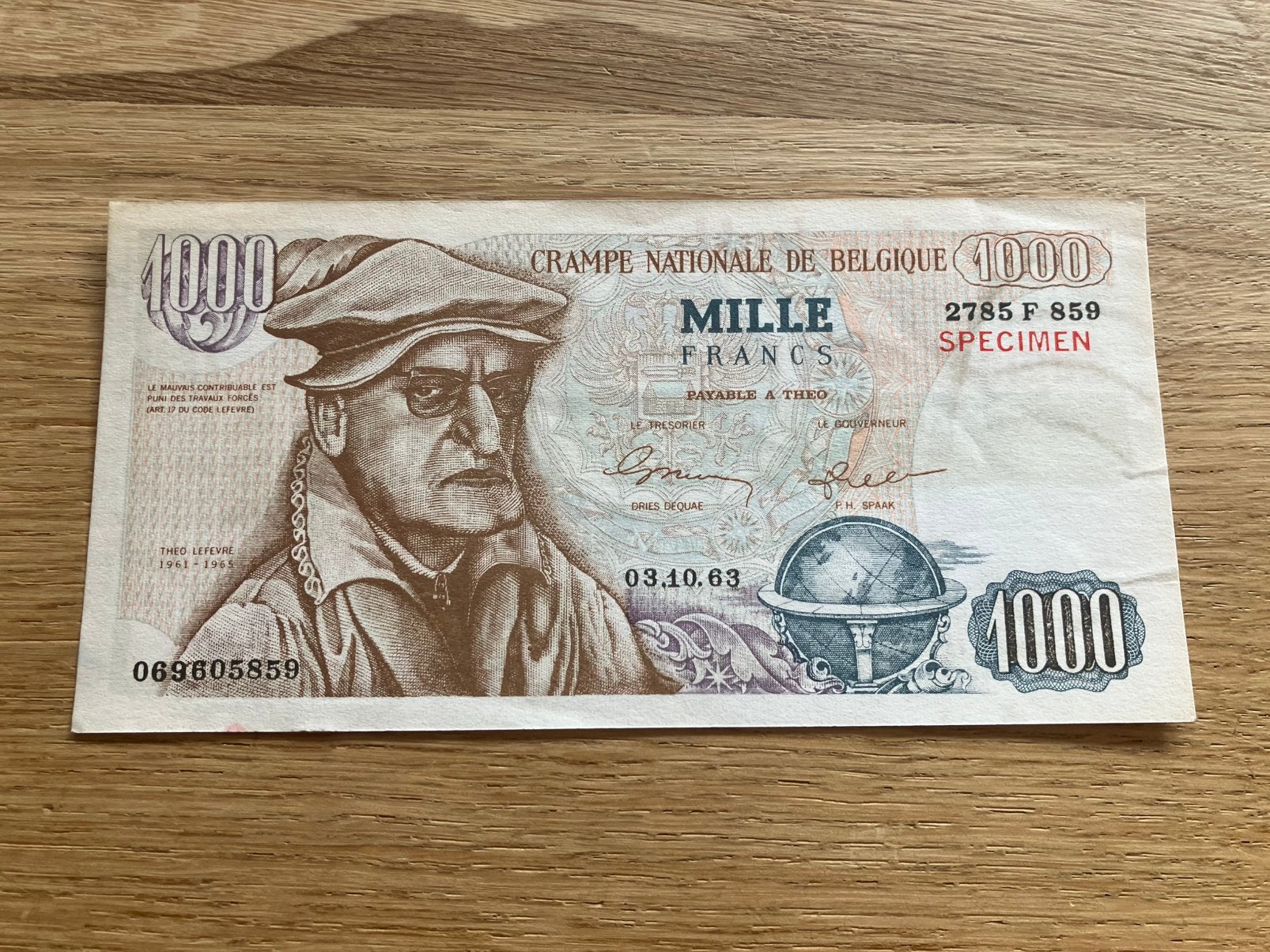 Billet de campagne politique propagande 1000 francs PVV/PLP, Enlèvement ou Envoi