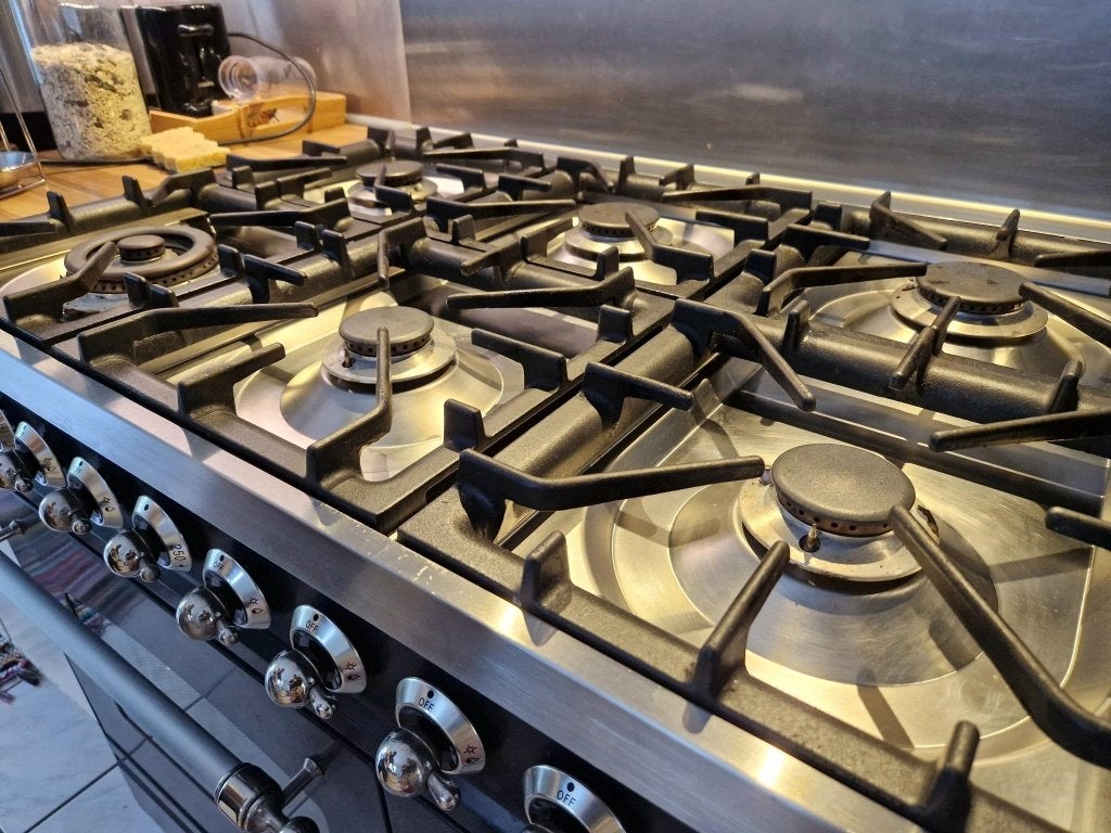 Boretti Nostalgie Fornuis 90 cm Antraciet 2 ovens, 6 vuren, Ophalen, Gebruikt, 50 tot 100 cm, Minder dan 100 cm