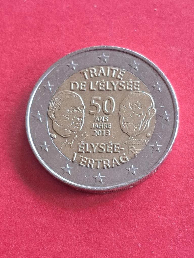 2013 Frankrijk 2 euro 50 jaar Elysée Verdrag, Postzegels en Munten, Munten | Europa | Euromunten, Losse munt, 2 euro, Frankrijk