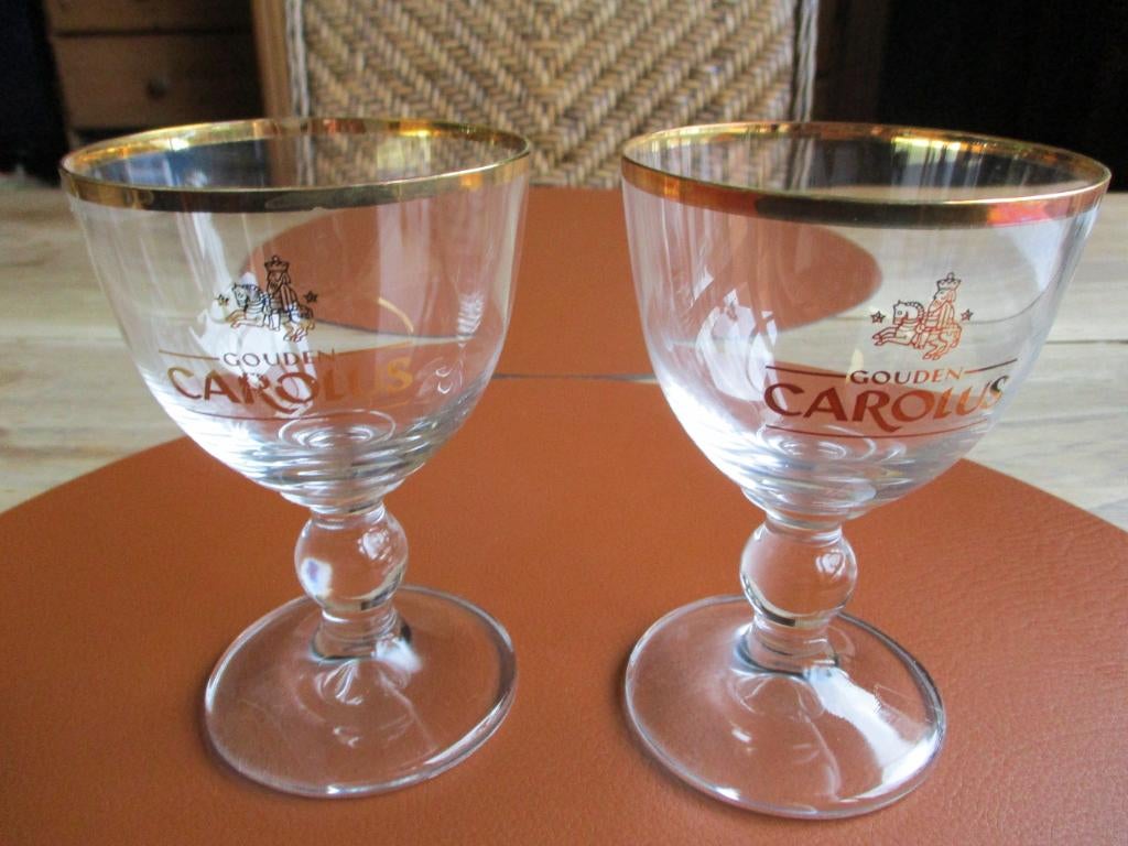 2 degustatie glazen Gouden Carolus, Collections, Verres & Petits Verres, Neuf, Verre à bière, Enlèvement ou Envoi