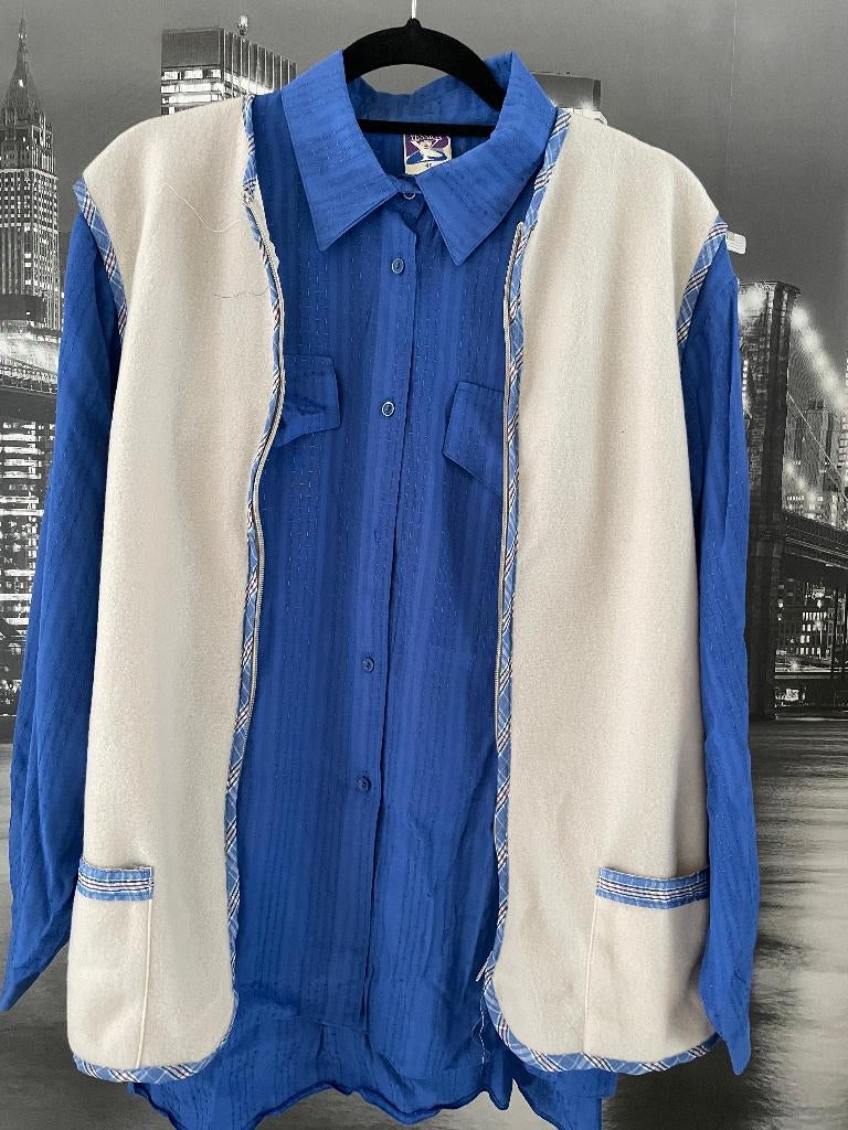 mooie blauwe blouse met cardigan - 40, Taille 38/40 (M), Comme neuf, Bleu, Damart