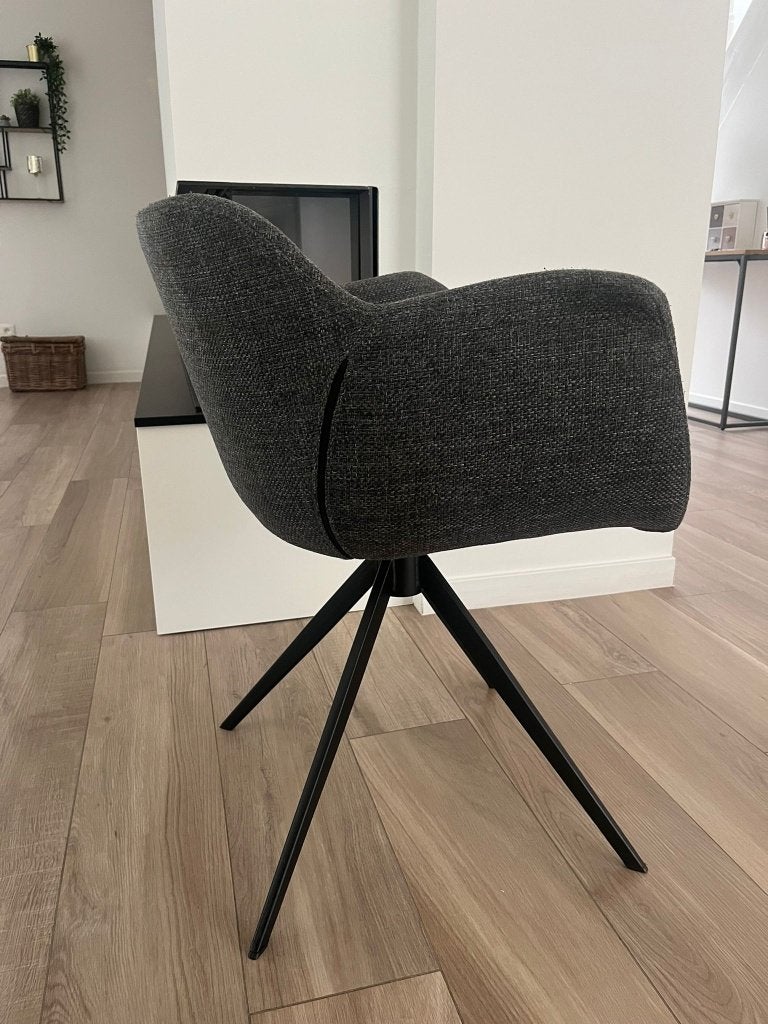8 Eetkamerstoelen met Zwarte Metalen Poot, Maison & Meubles, Chaises, Gris, Enlèvement, Modern, Métal