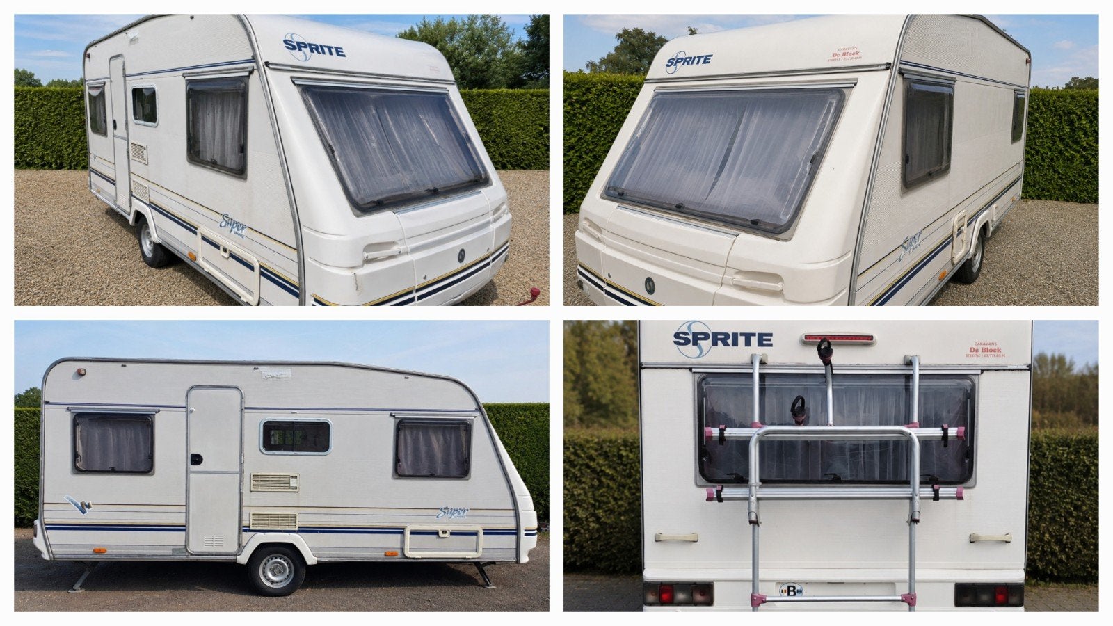 Sprite Super 470 caravan 1998 met voortenten en luifel, Rondzit, Omvormbare zithoek, Particulier, Sprite