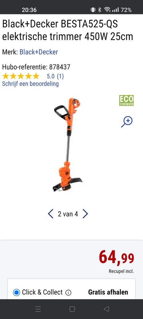 Black + Decker trimmer, Ophalen