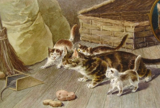 Aquarelles Chats C1907, détails peinture, de Frank Paton, Antiquités & Art, Aquarelle, Enlèvement, Animaux, Daté