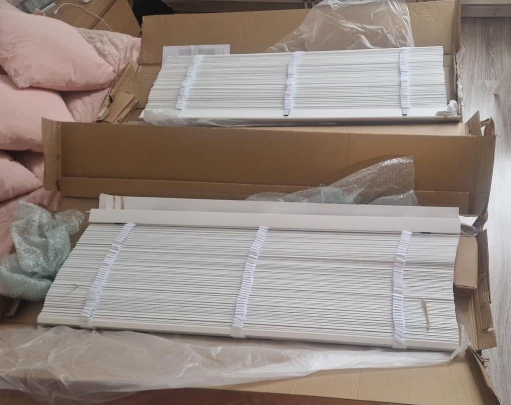NIEUW witte houten jaloezieën L111cmxH255cm, Ophalen, 100 tot 150 cm, 200 cm of meer, Wit