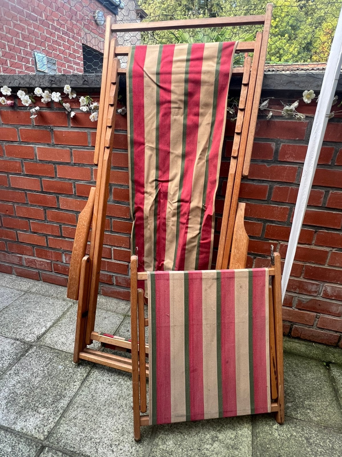 Chaise longue de jardin vintage, Jardin & Terrasse, Enlèvement, Utilisé, Bois, Pliant