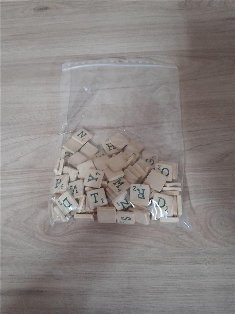 Scrabble houten letters mix - s3485, Hobby en Vrije tijd, Verzenden, Zo goed als nieuw