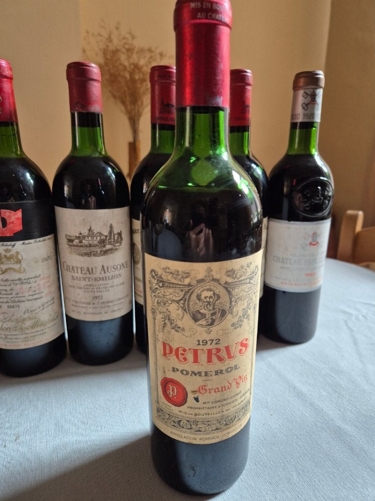 Petrus 1972 & Lafite 1972 slecht niveau, Ophalen, Frankrijk, Rode wijn