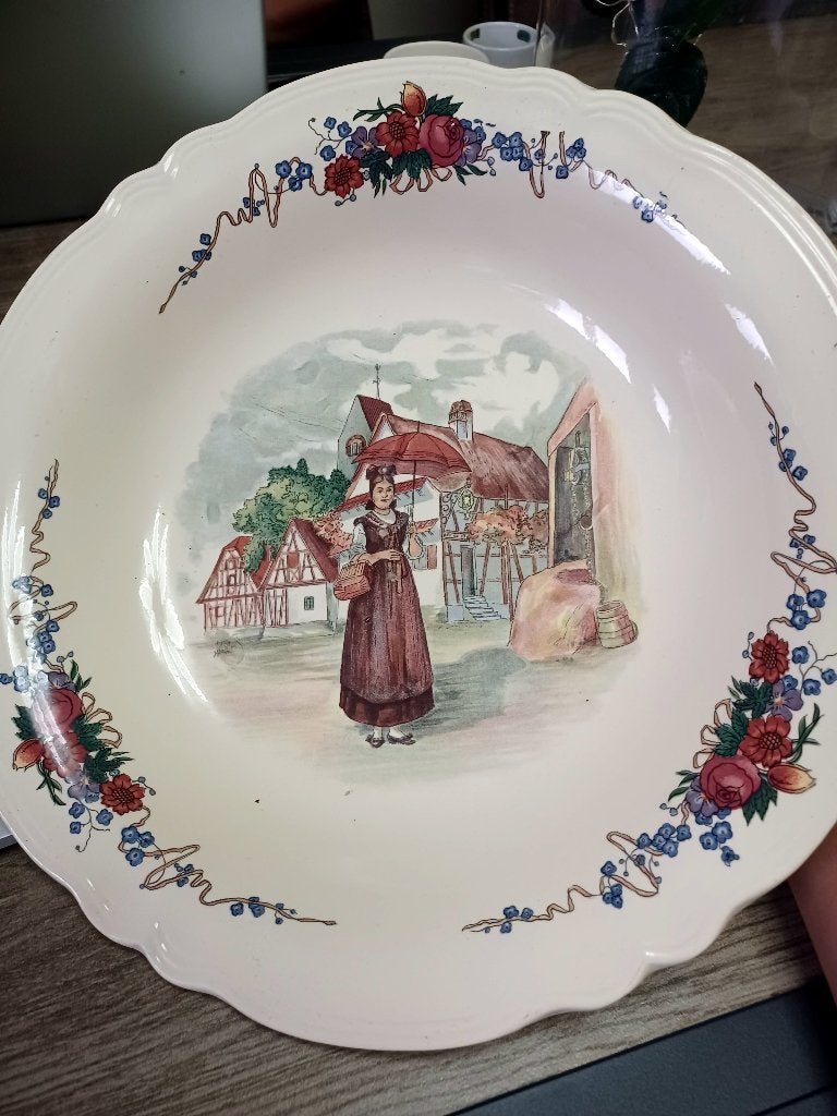 Magnifique plat de service faïence Obernai, Enlèvement ou Envoi