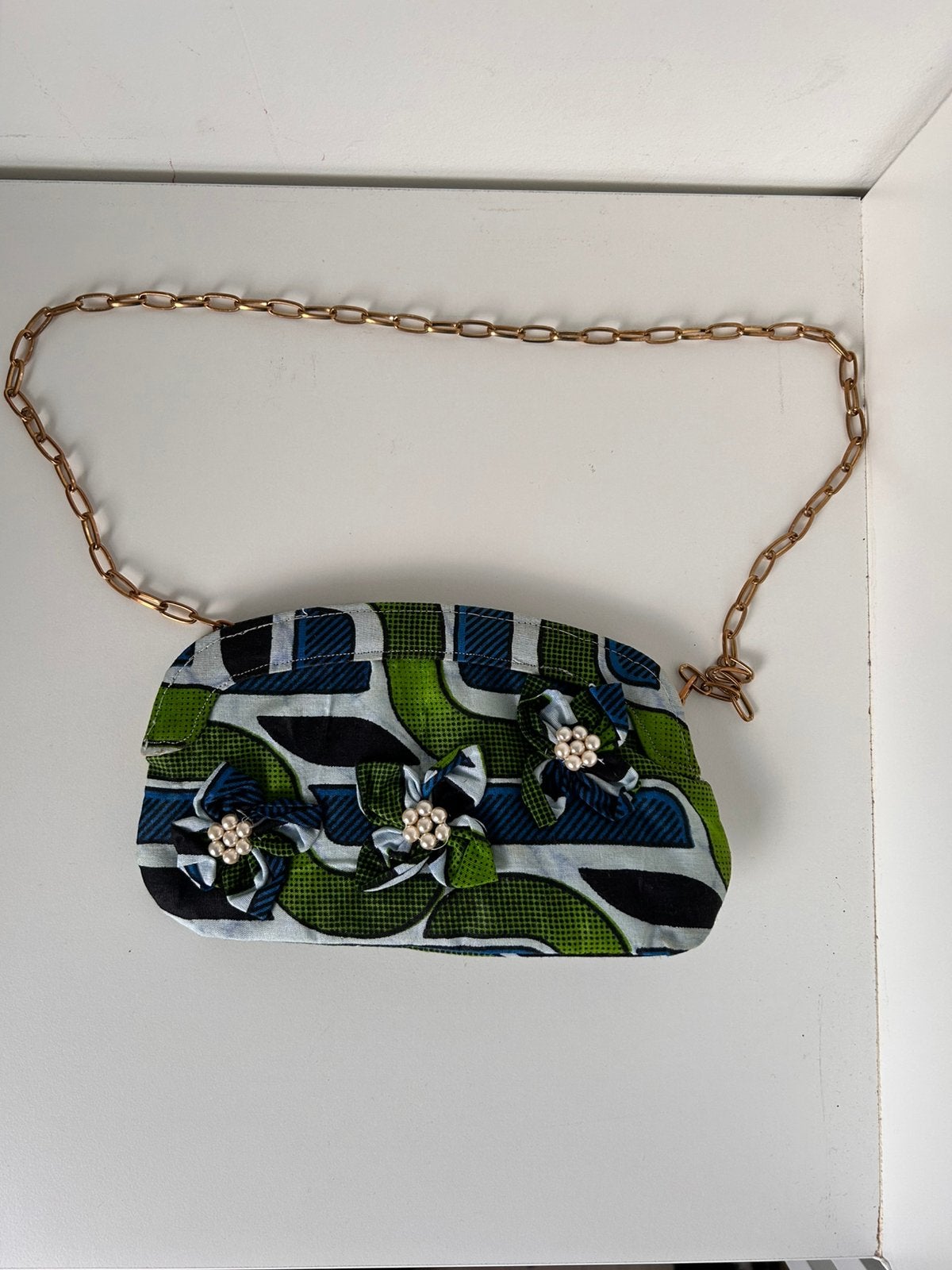 Handbag | handmade | African fabric | small, Ophalen of Verzenden, Nieuw, Groen, Handtas