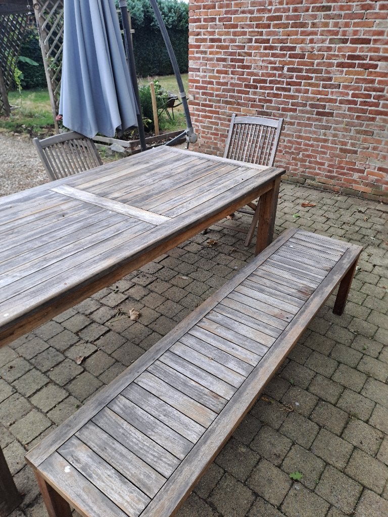 Tuinset teak, Tuin en Terras, Ophalen, Gebruikt, Rechthoekig, Teakhout