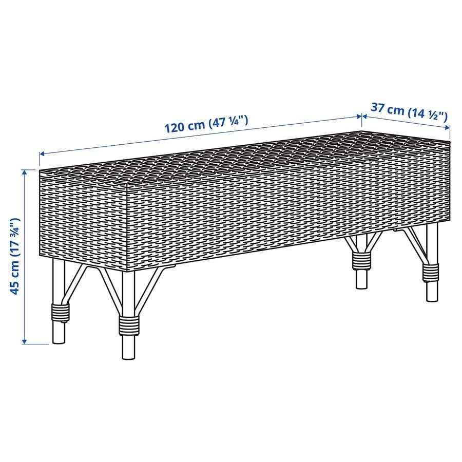 TOLKNING Banc avec rangement, fait main rotin, 120 cm, Enlèvement, Comme neuf