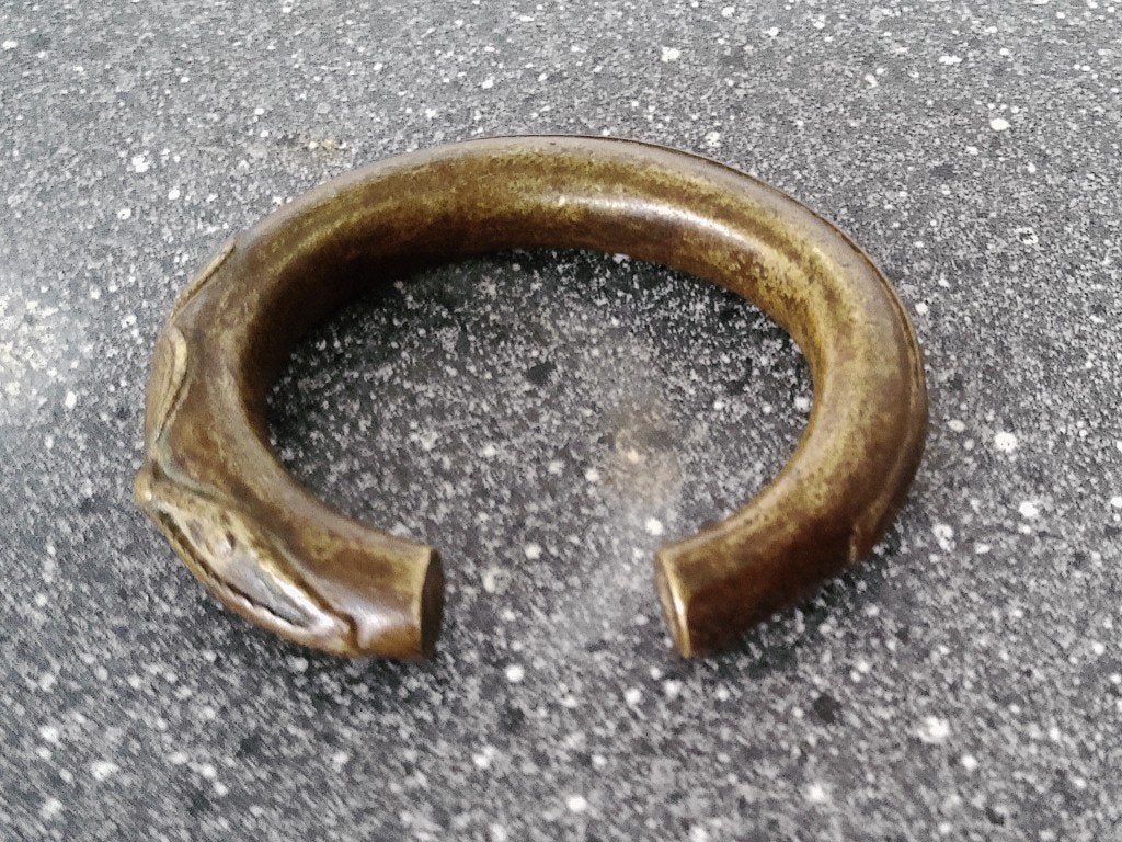 Bracelet Africain bracelet en bronze pour enfant avec lézard, Enlèvement ou Envoi