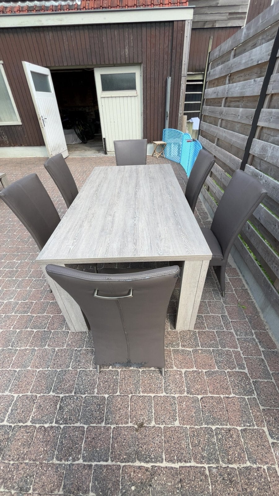 Eettafel inclusief stoelen, Ophalen, Gebruikt, 100 tot 150 cm, Vijf personen of meer