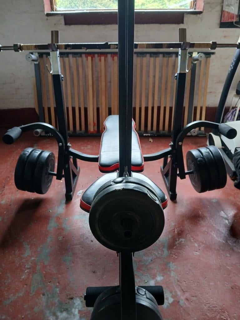 power bench, Sport en Fitness, Ophalen, Zo goed als nieuw, Benen, Halterschijven