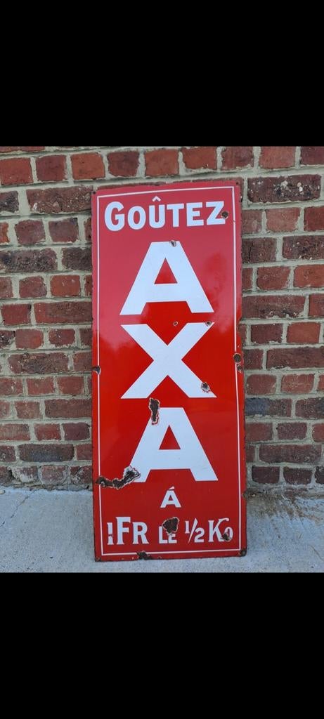 Emaille bord Axa, Ophalen