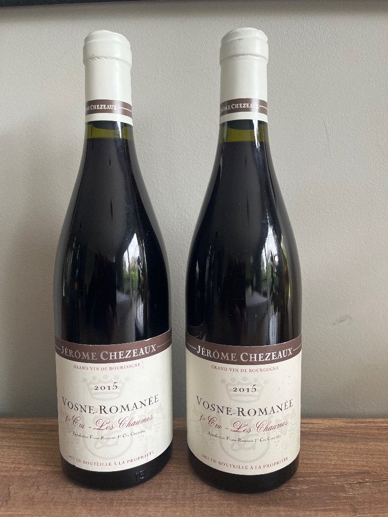 2 x Vosne Romanée, Jerome Chezeaux 1er Cru Les Chaumes 2015, Ophalen, Frankrijk, Nieuw, Rode wijn