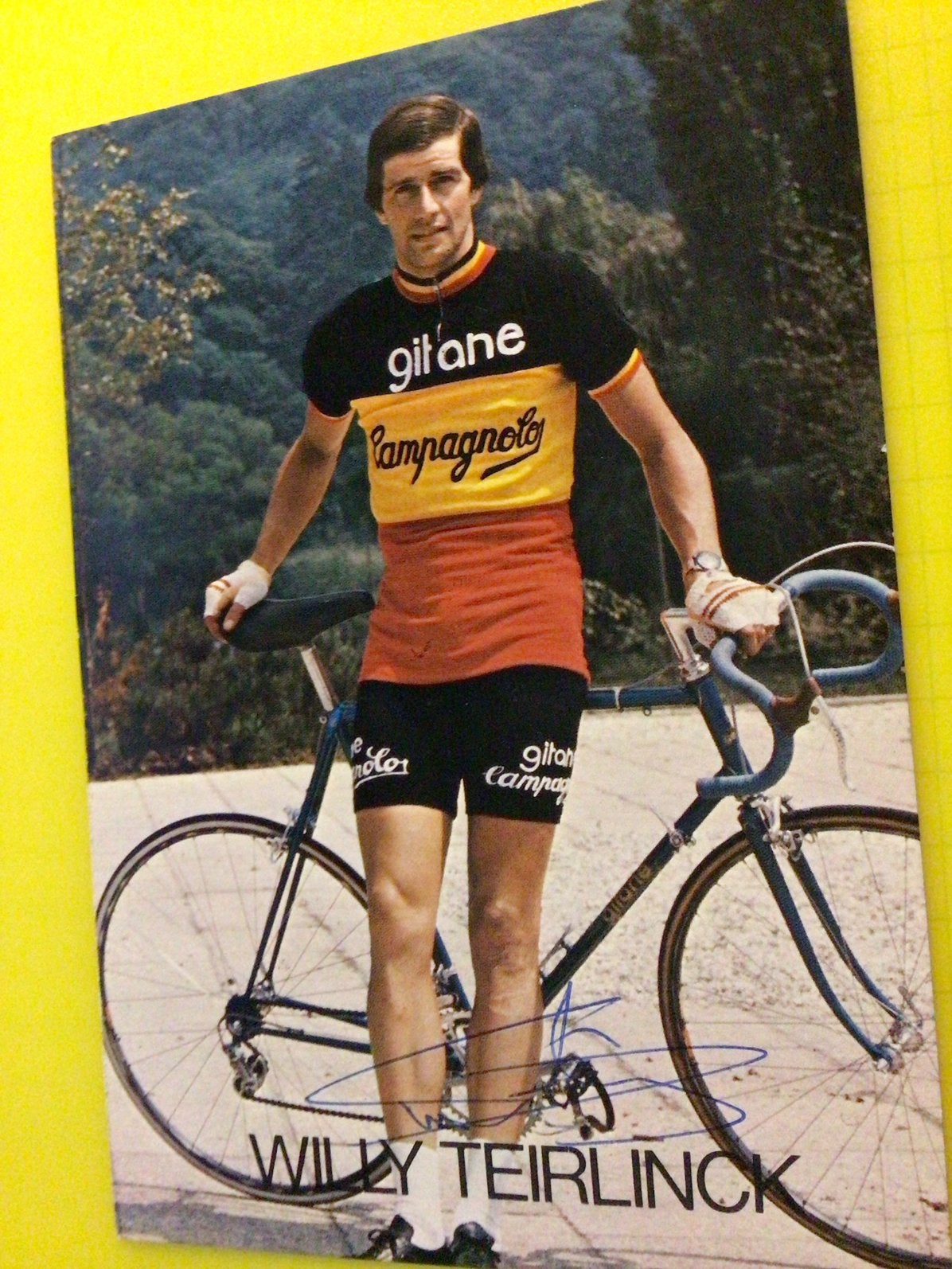 wielerkaart 1975  bk team gitane willy teirlinck  signe, Envoi, Comme neuf