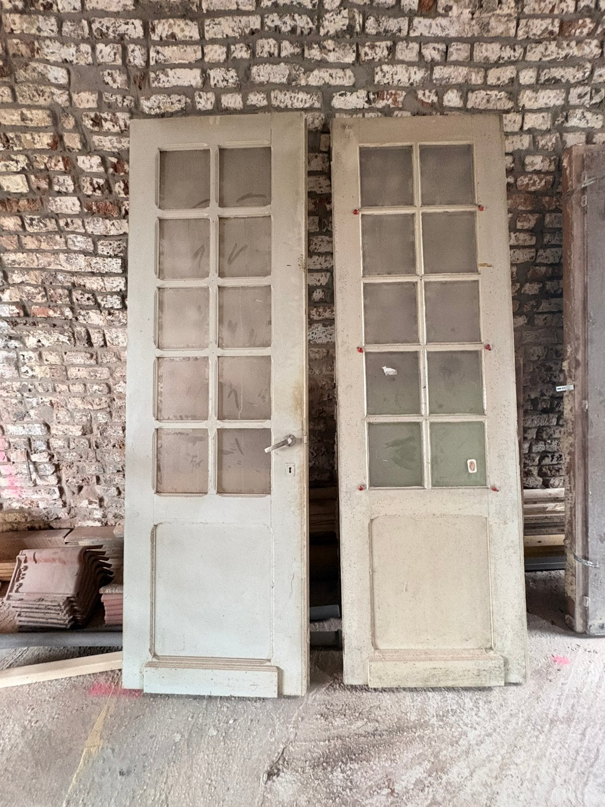 2 authentieke oude binnendeuren met glas – 72 x 230 cm, Ophalen, Gebruikt, 80 tot 100 cm, 215 cm of meer