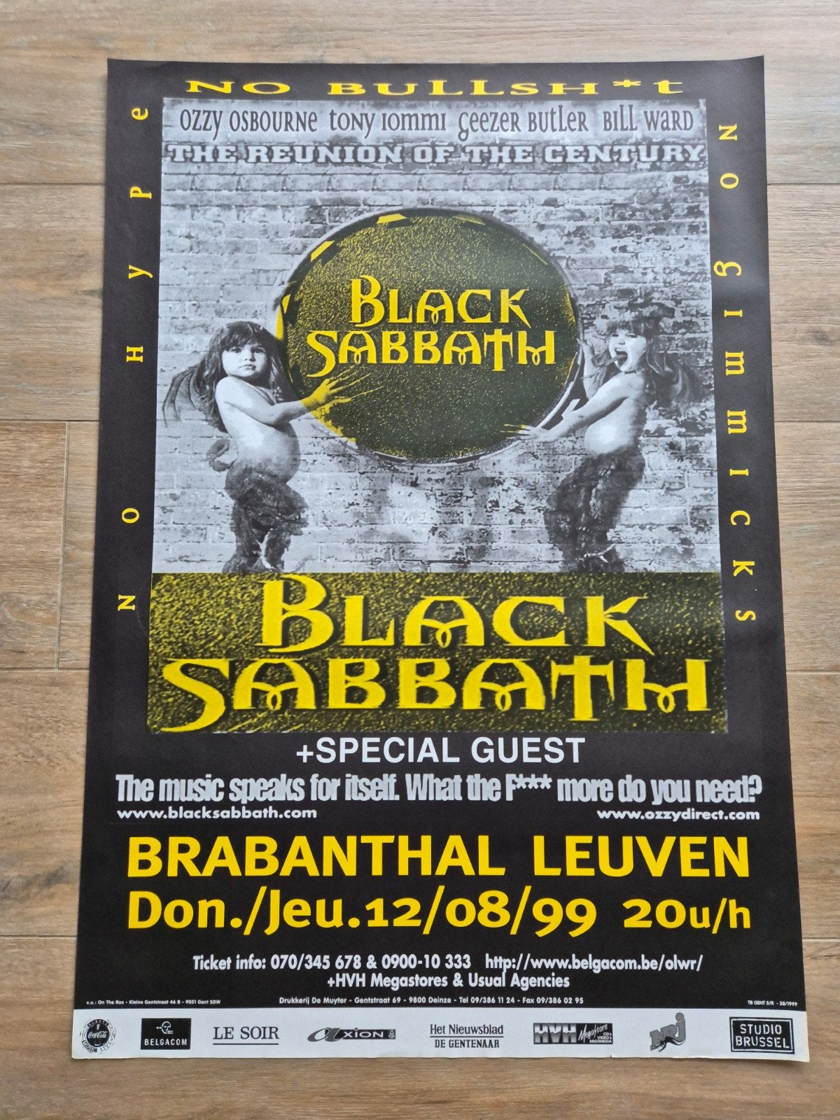 concert poster Black Sabbath 1999 Leuven, Ophalen of Verzenden, Zo goed als nieuw, Muziek