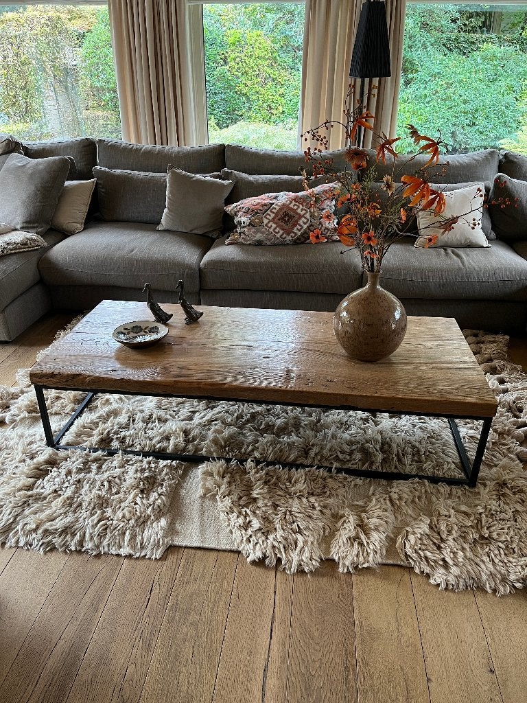 Salontafel eiken antieke Chinese deur, Huis en Inrichting, Ophalen, Gebruikt, Eikenhout, Tijdloos