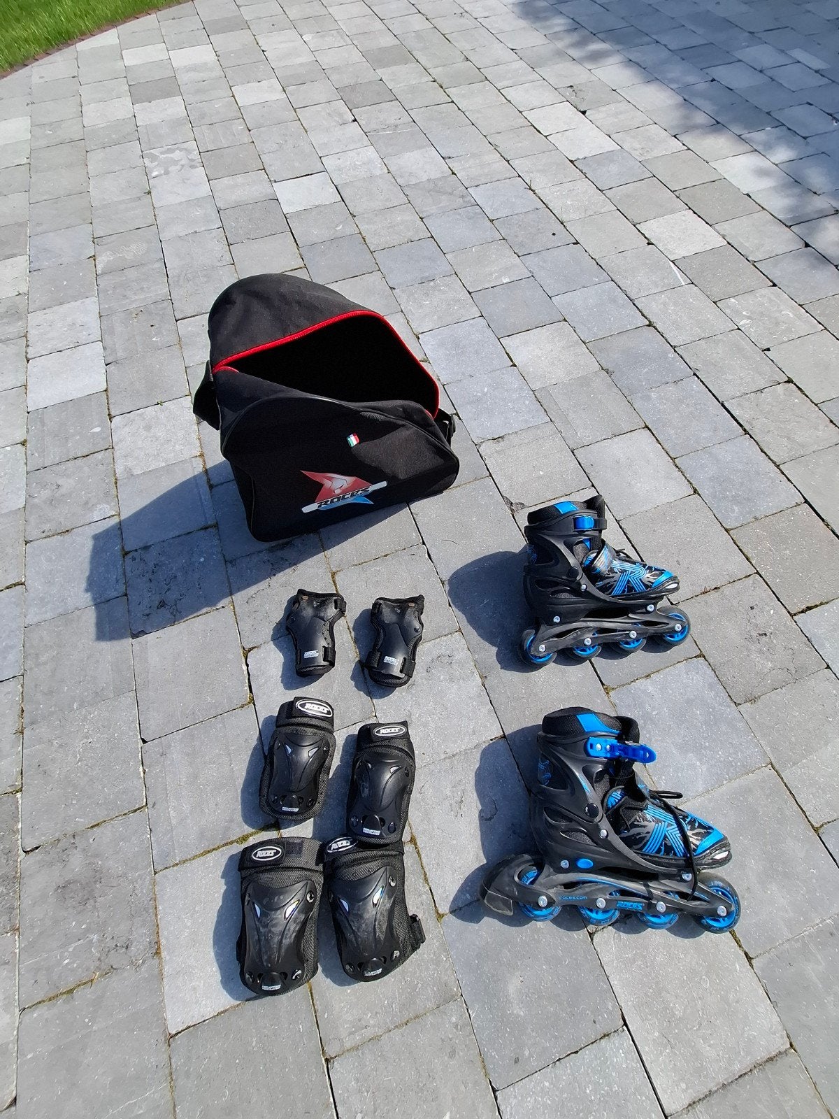 Roces inline skates + bescherming + tas maat 34-37, Ophalen, Kinderen, Roces, Inline skates 4 wielen