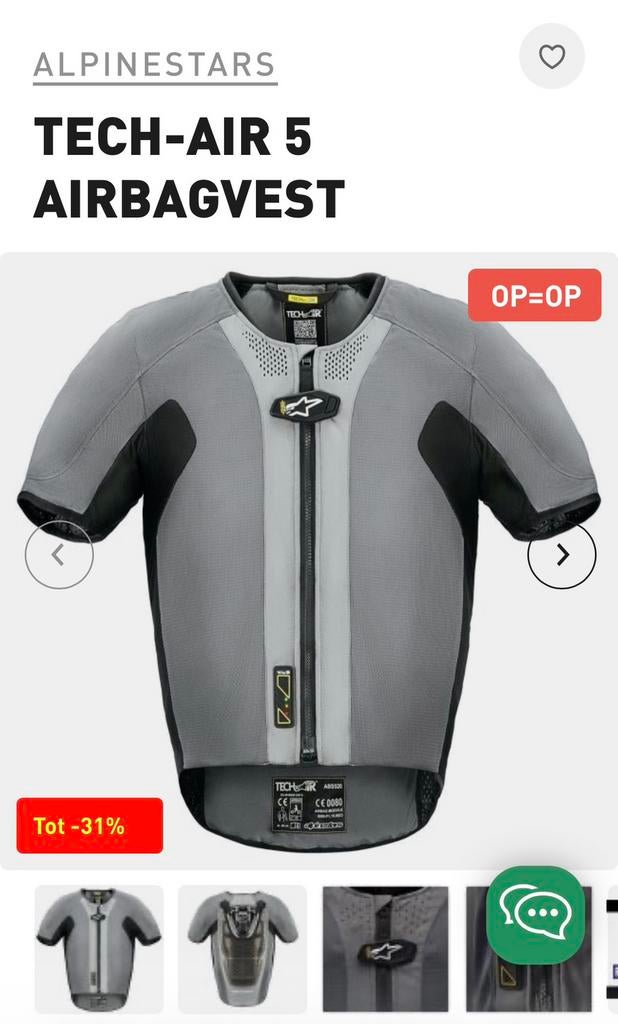 Tech-air 5 airbagvest, Ophalen, Zo goed als nieuw