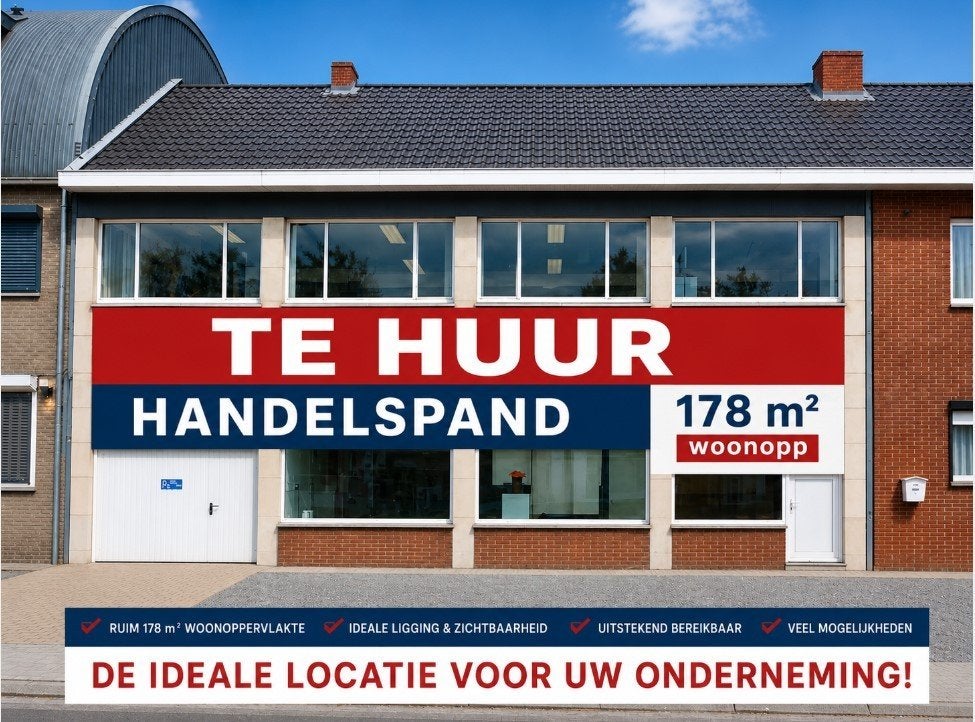 TE HUUR – Handelspand in centrum Beringen-Scheigoorstraat 2, Articles professionnels, Immobilier d'entreprise, 178 m², Location