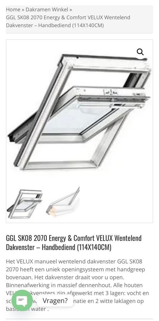 Velux + rolluik, Doe-het-zelf en Bouw, Ophalen, Nieuw, Dakraam