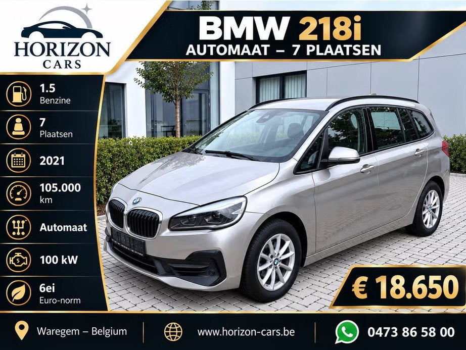 Bmw 218i Benzine "Gran Tourer"  Automaat (7Plaatsen), Dealer onderhouden, Monovolume, Euro 6, 7 zetels