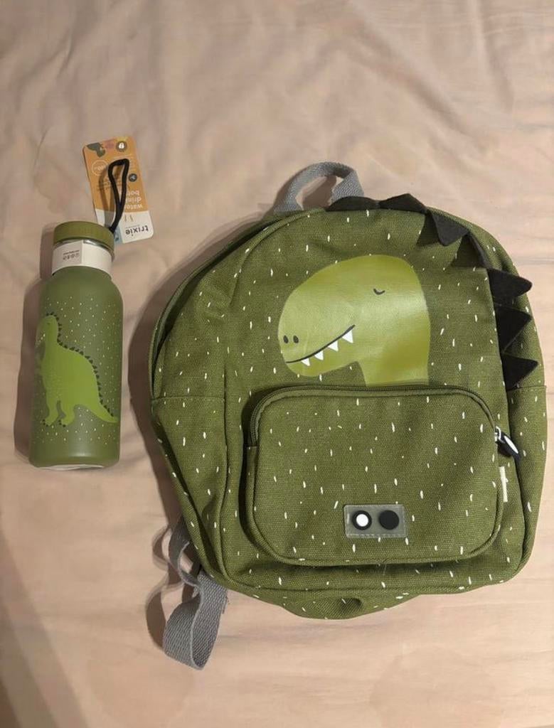 Trixie boekentas + fles dino, Ophalen of Verzenden, Nieuw, Groen, Rugtas