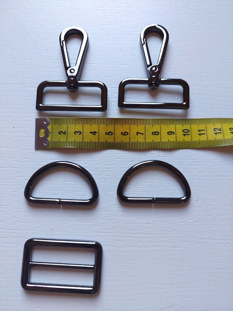 2 musketon 38mm + 2 D ring + 1 gesp antraciet, Ophalen of Verzenden, Nieuw, Rits of Sluiting