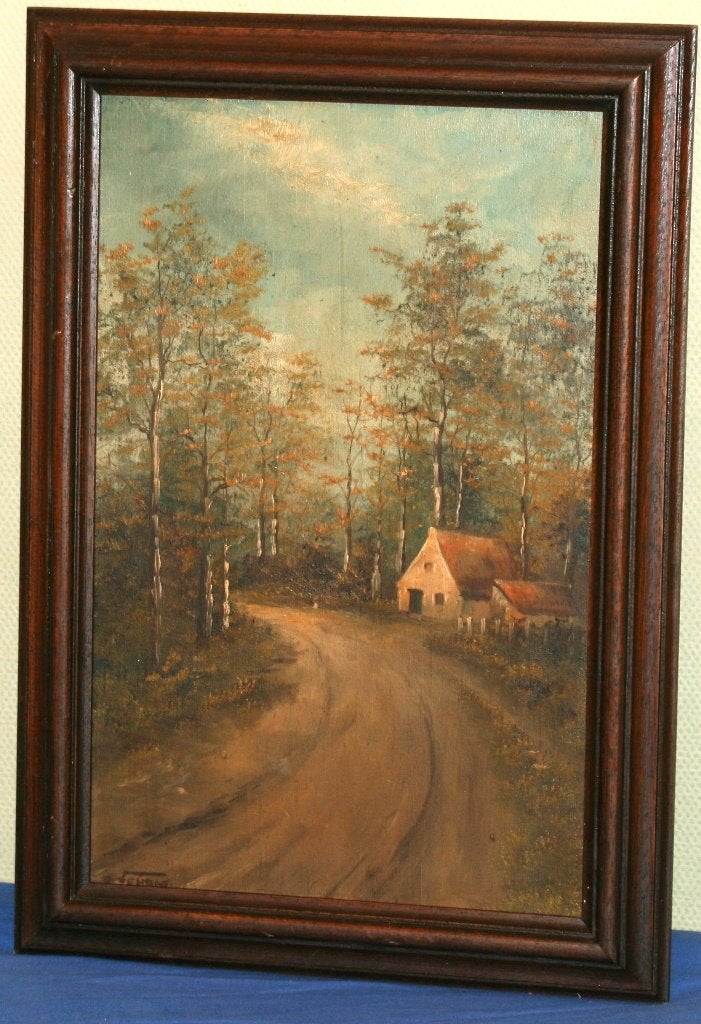 Schilderij op paneel - Gesigneerd, Paneel, Ophalen of Verzenden, Gesigneerd, Landschap