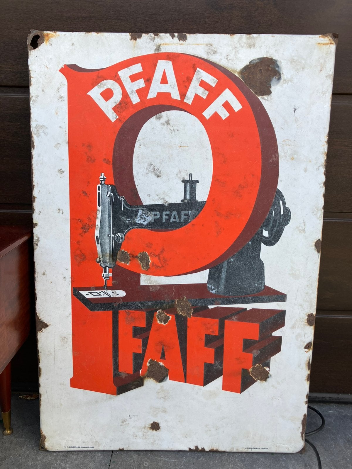Groot origineel emaille reclamebord ‘Pfaff naaimachines ‘!, Ophalen, Reclamebord