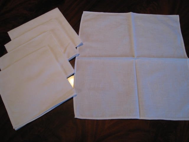 6 witte stoffen servetten, 35 x 35 cm, Ophalen