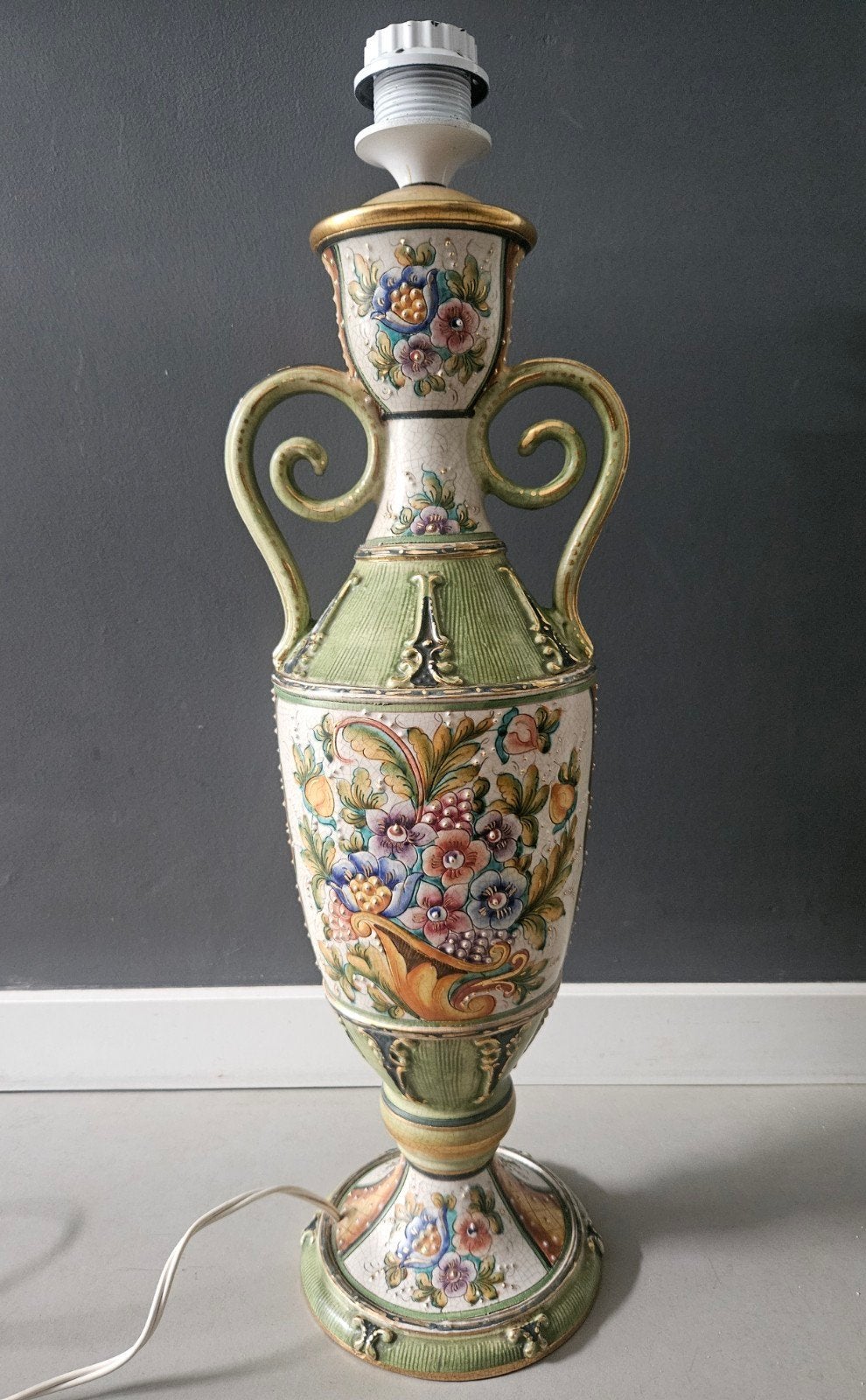 Grande base de lampe italienne vintage Gialletti Deruta 58 c, Maison & Meubles, Enlèvement ou Envoi, Vintage
