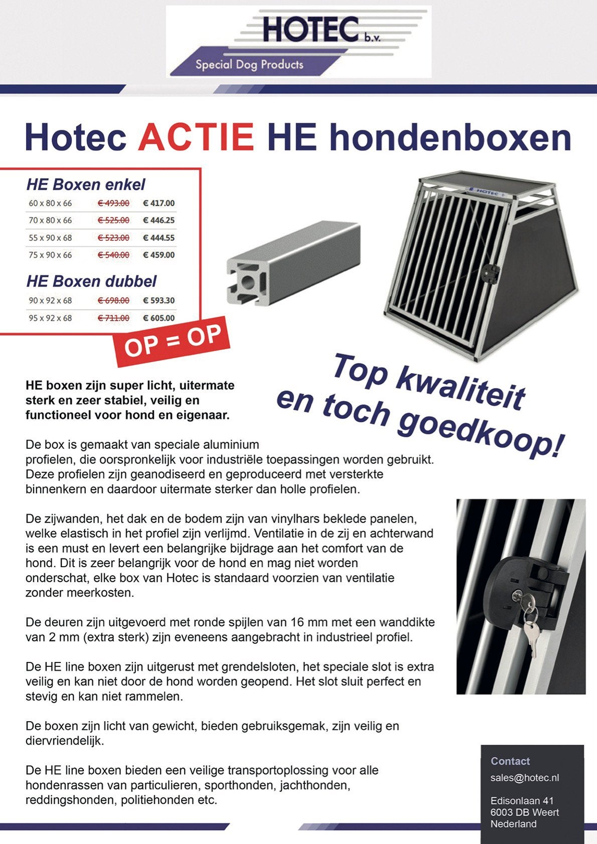 Hotec Transportboxen voor Honden, Dieren en Toebehoren, Ophalen, Nieuw