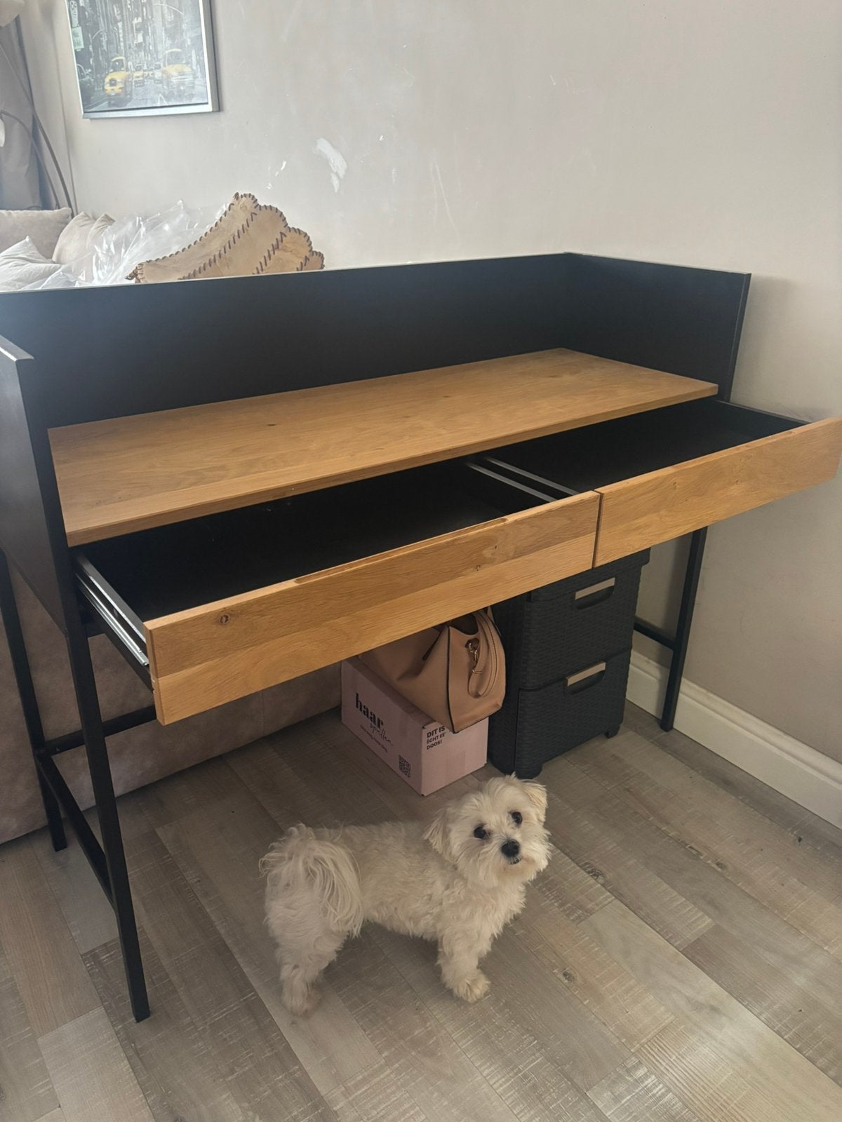 Modern bureau met 2 lades – 120  44 cm, Maison & Meubles, Bureaux, Comme neuf, Autres marques, Moderne, Noir, Enlèvement