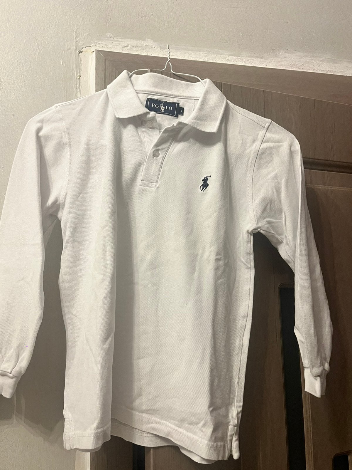 Polo Ralph Lauren blanc 12 ans manches longues, Enlèvement ou Envoi, Comme neuf