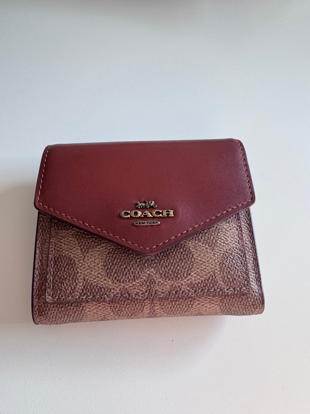 Coach COLORBLOCK SIGNATURE SMALL WALLET , tan/rust, Handtassen en Accessoires, Portemonnees, Ophalen of Verzenden, Zo goed als nieuw