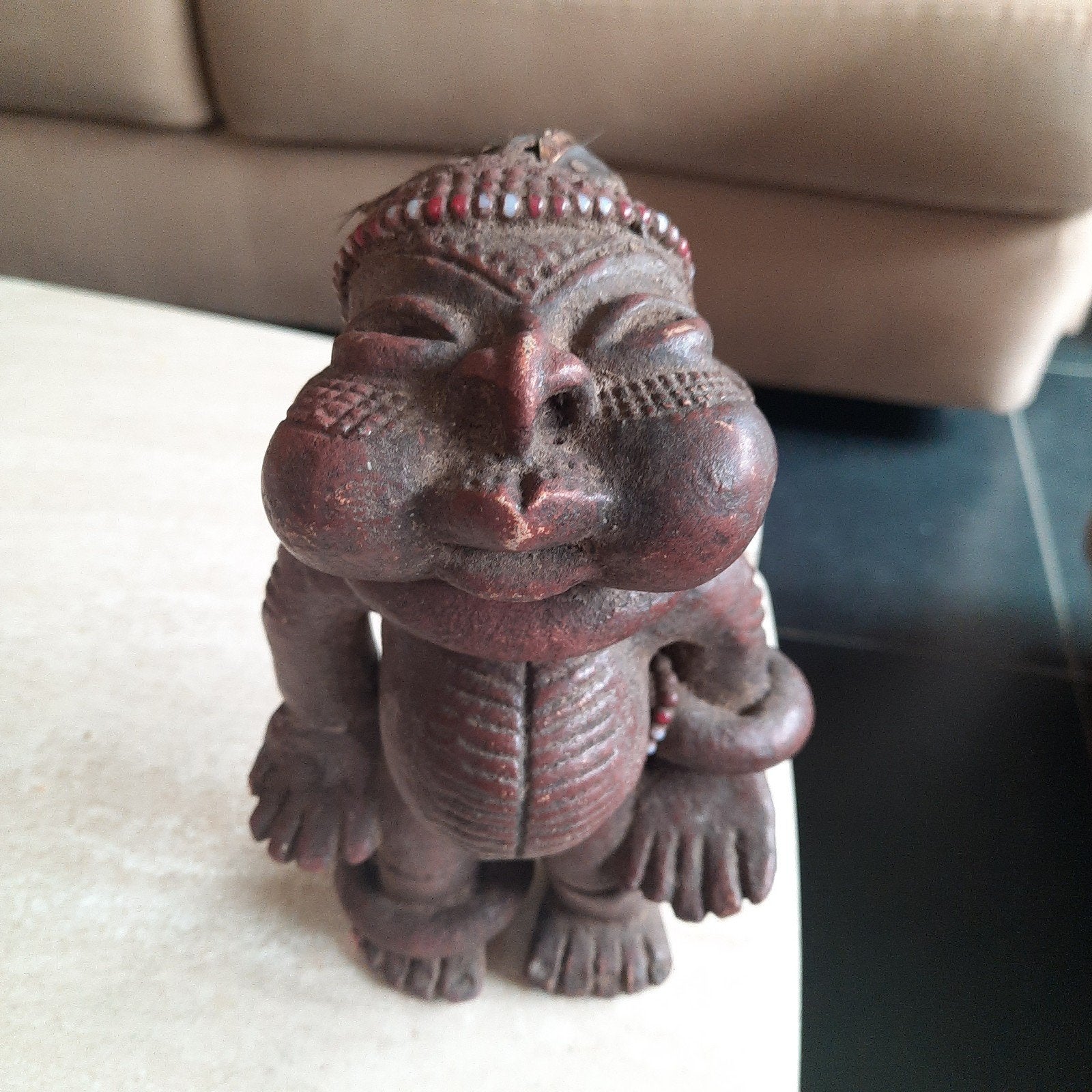Terra cotta beeldje , 20 cm , vruchtbaarheidsbeeldje ., Huis en Inrichting, Gebruikt, 20 cm, Steen/keramiek, Ophalen of Verzenden